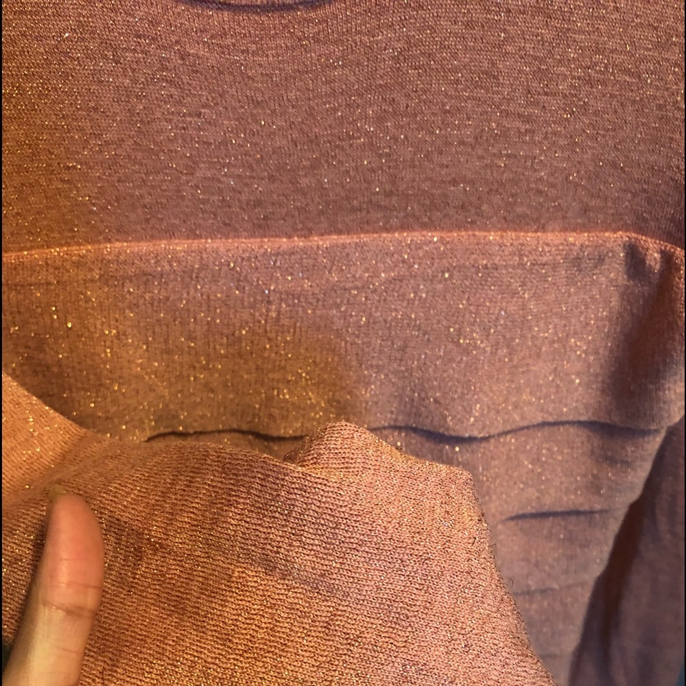 Rose gold shimmer BCBG dress.